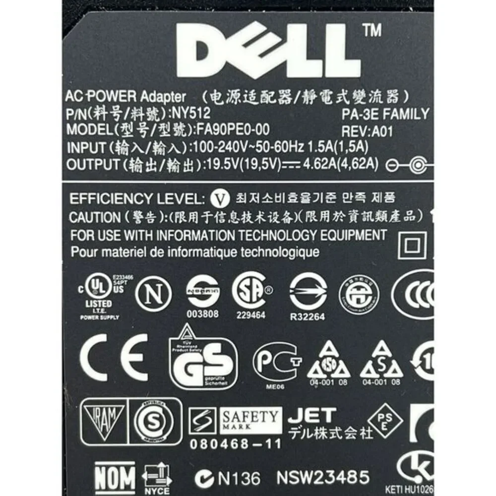 Dell FA90PE0-00AC AC Adapter Power Cord Supply Charger Cable‎ Wire Genuine